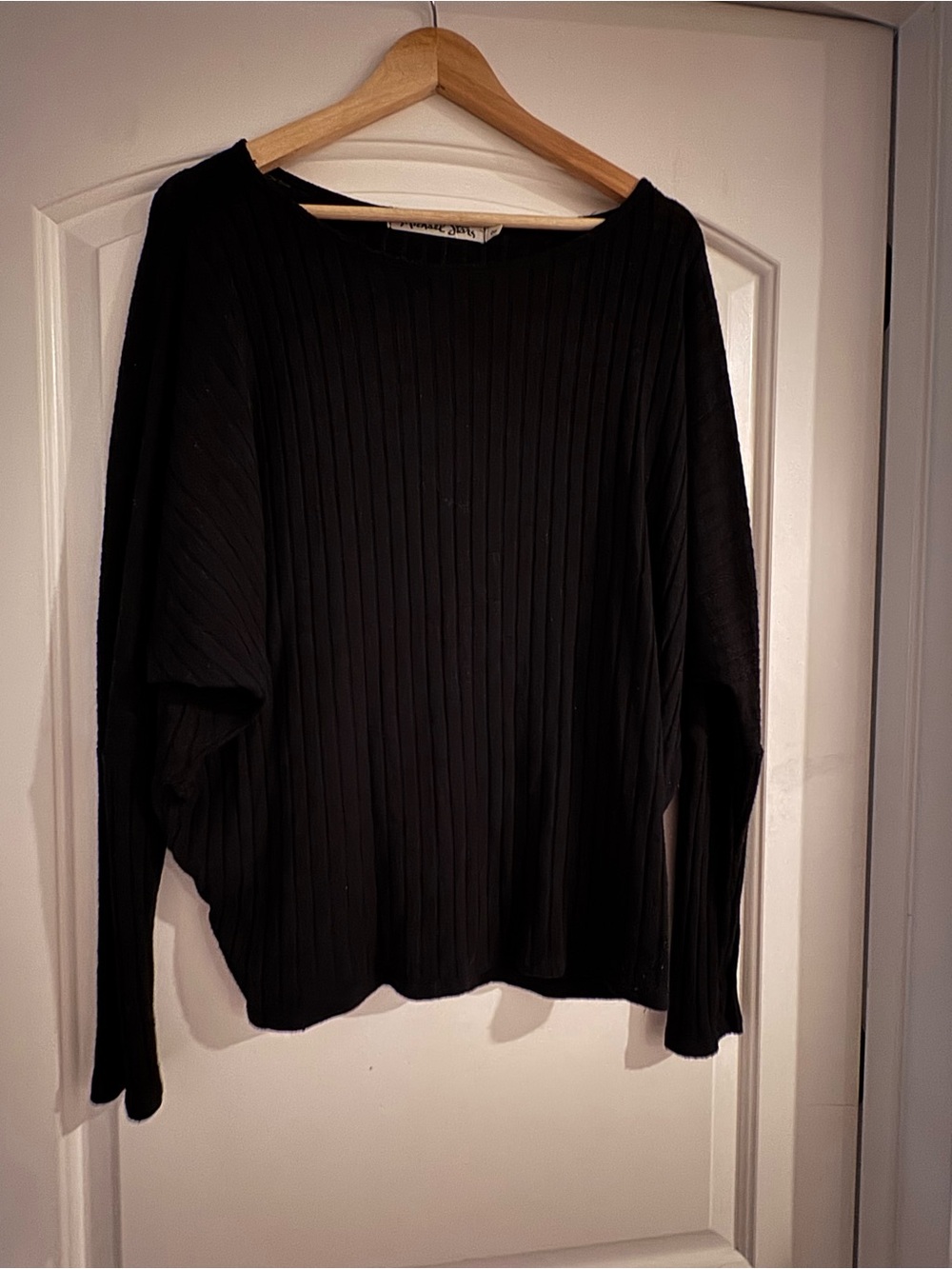 Michael Stars Black Ribbed Long Sleeve Top